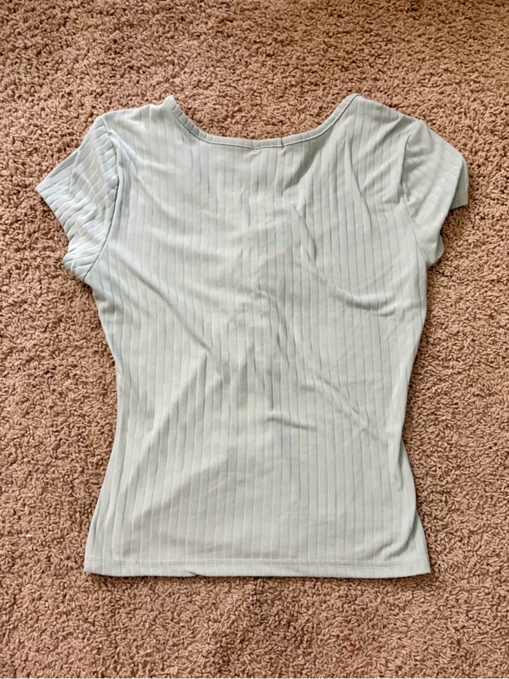 Rue21 Mint Green Lace-Up Ribbed Top Size M Fitted Y2K - Picture 4 of 4